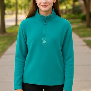 Spyder Kyds Girls Teal Shimmer Bug Fleece Half Zip Sweatshirt SZ XL